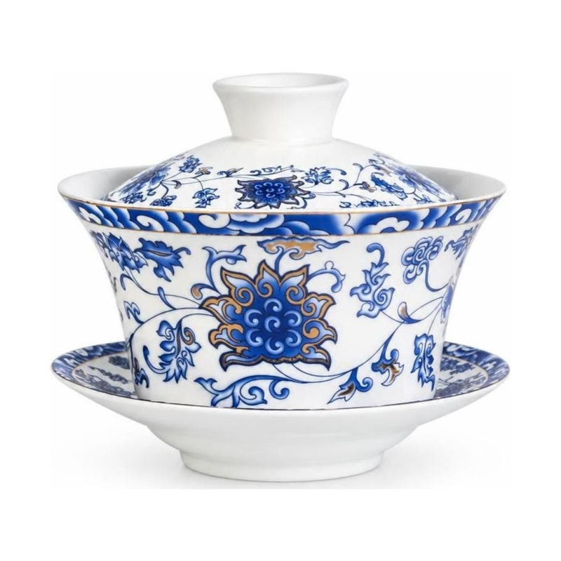 Gaiwan mit chinesischem Dekor, handbemalt