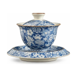 Gaiwan-Teekanne aus blau-weißem Porzellan