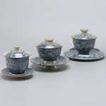 Gaiwan-Teekanne aus blau-weißem Porzellan