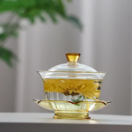 Gaiwan-Teekanne aus Borosilikatglas mit Lotusmotiv