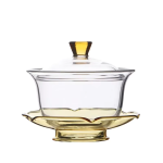 Gaiwan-Teekanne aus Borosilikatglas mit Lotusmotiv