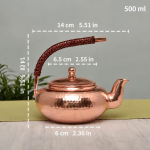 Gehämmerte Kupferteekanne mit Flechtgriff — Hell roséfarbenes Kupfer