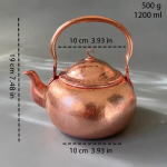 Gehämmerte Kupferteekanne mit integriertem Sieb — 19 cm