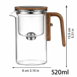 Glasteekanne mit Magnetfilter und Teesieb