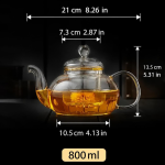 Glasteekanne mit Sieb aus Borosilikatglas — 800 ml