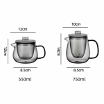 Glasteekanne mit Teesieb aus Borosilikatglas