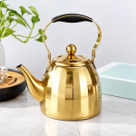 Goldene Edelstahl-Teekanne mit Sieb