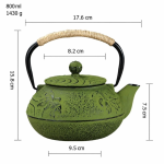 Gusseiserne Teekanne mit Filter 800 ml — Hoch mit Blumenmotiv