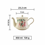 Handbemalte asiatische Teekanne aus Porzellan — Teekanne, 850 ml, Figuren in Rosa