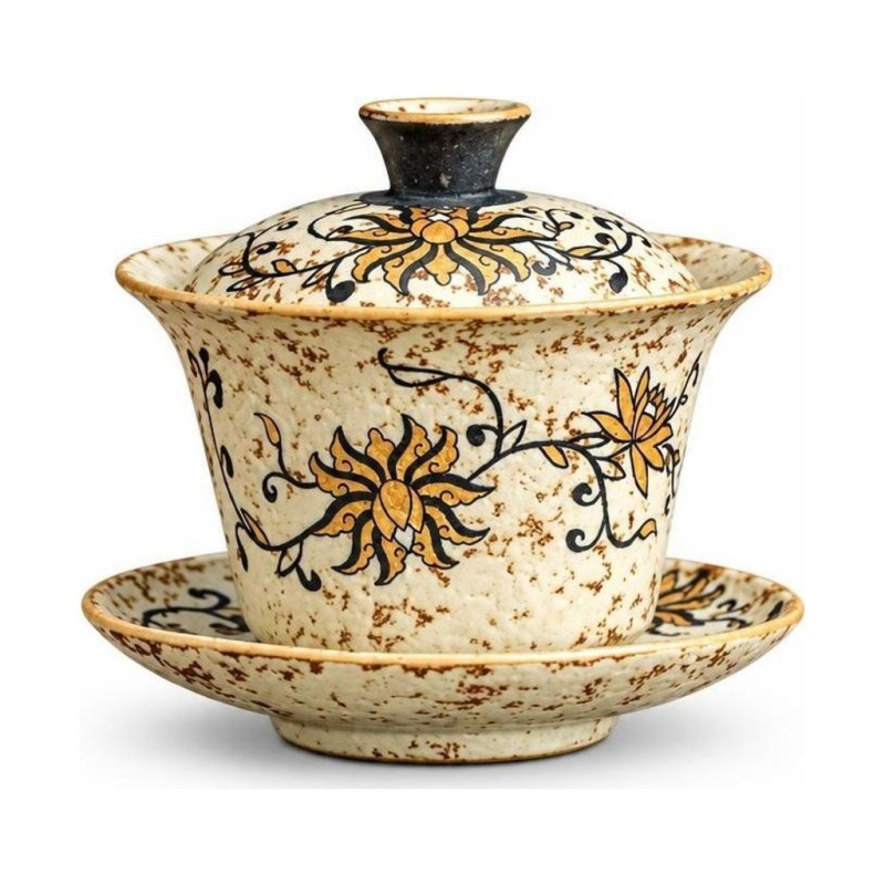 Handbemalter Gaiwan mit Blumenmotiv