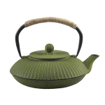 Japanische Gusseisen-Teekanne mit Schirmrelief — Olivgrün