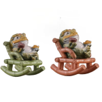 Jinchan Tea Pet aus Kunstharz mit Farbwechsel bei Wärme — Duo in Olivgrün und Rotbraun