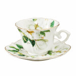 Kamelien-Kaffeetasse mit Untertasse aus Porzellan