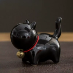 Keramik-Katzenfigur mit rotem Halsband — Schwarz