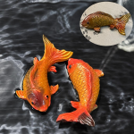 Koi-Tee-Figuren aus Kunstharz — Duo in Orange und Dunkelrot