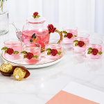 Kung-Fu-Teeservice aus gehärtetem Glas — Rote Rosen