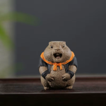 Murmeltier Tea Pet aus Yixing-Ton — Braun-Beige