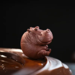Nilpferd-Teetier aus Yixing-Ton — Rotbraun