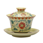 Porzellan-Gaiwan mit Berg oder Blumenmotiv
