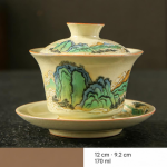 Porzellan-Gaiwan mit Berg oder Blumenmotiv — Berge