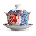 Porzellan-Gaiwan mit Fischmotiv