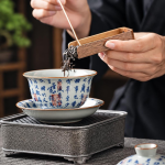 Porzellan-Teeservice mit Gaiwan oder Kanne