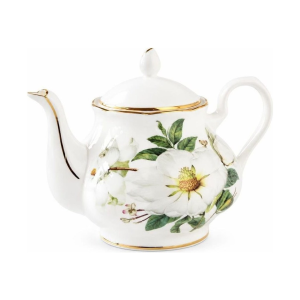 Porzellanteekanne mit Blumen und Innenfilter