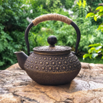 Retro-Gusseisen-Teekanne 300 ml mit Edelstahlfilter — Goldene Punkte