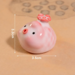 Schwein als Teetier aus Keramik mit Blume — Weiß marmoriert mit Rosa
