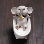 Tea Pet aus Yixing-Ton mit Tier in Badewanne — Grauer Elefant