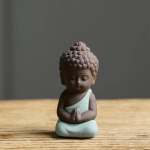 Tea Pet Buddha aus Keramik als Mönchsfigur — Helles Mintgrün