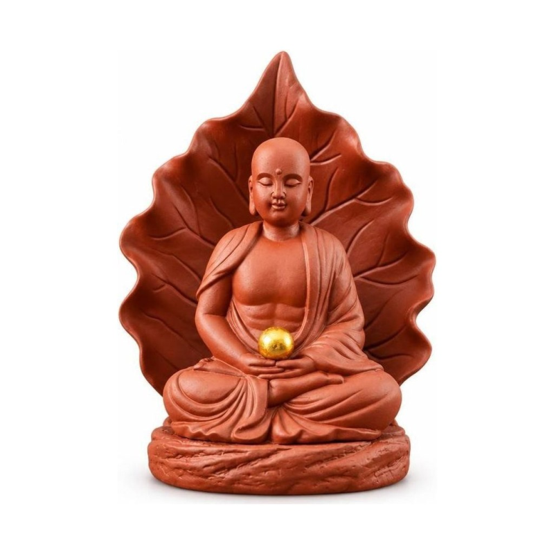 Tea Pet Buddha mit Teesieb aus violettem Ton