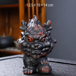 Tea Pet Chinesisches Einhorn aus Keramik — Anthrazitgrau