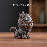 Tea Pet Chinesisches Einhorn aus Keramik — Dunkelsilbergrau