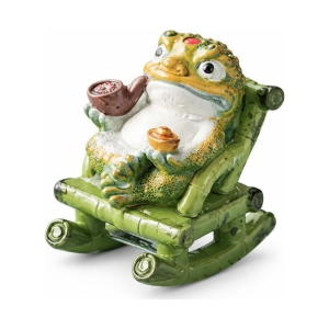 Tea Pet Frosch im Schaukelstuhl