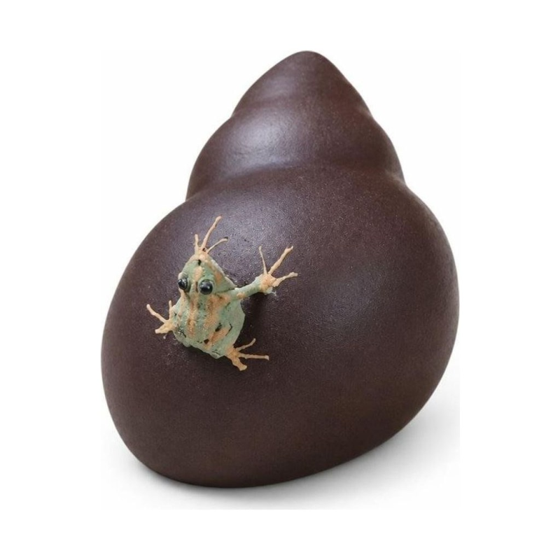 Tea Pet Frosch und Schnecke aus violettem Ton
