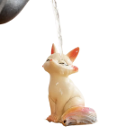 Tea Pet Fuchs aus Kunstharz mit Farbwechsel-Schwanz — Sitzend