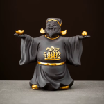 Tea Pet Gott des Reichtums aus violettem Ton — Anthrazitschwarz
