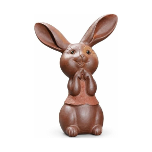 Tea Pet Hase mit langen Ohren aus violettem Ton