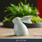 Tea Pet Hasenpaar aus glänzender Keramik — Sitzend