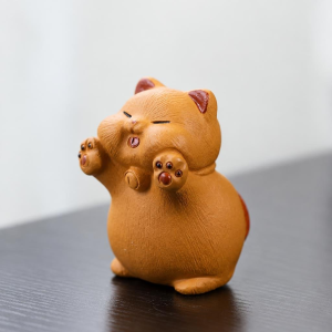 Tea Pet Katze aus Yixing-Ton für den Schreibtisch