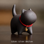 Tea Pet Katze aus Yixing-Ton mit Glöckchen — Sehr dunkles Grau