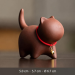 Tea Pet Katze aus Yixing-Ton mit Glöckchen — Warmbraun