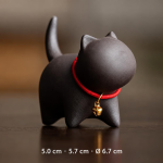 Tea Pet Katze mit Glocke aus Yixing-Ton — Anthrazit