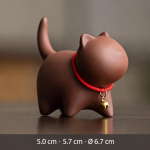 Tea Pet Katze mit Glocke aus Yixing-Ton — Rotbraun
