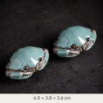 Tea Pet Krabbe aus Craquelé-Keramik — 2er-Set