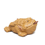 Tea Pet Kröte aus violettem Ton, handgefertigt — Goldocker