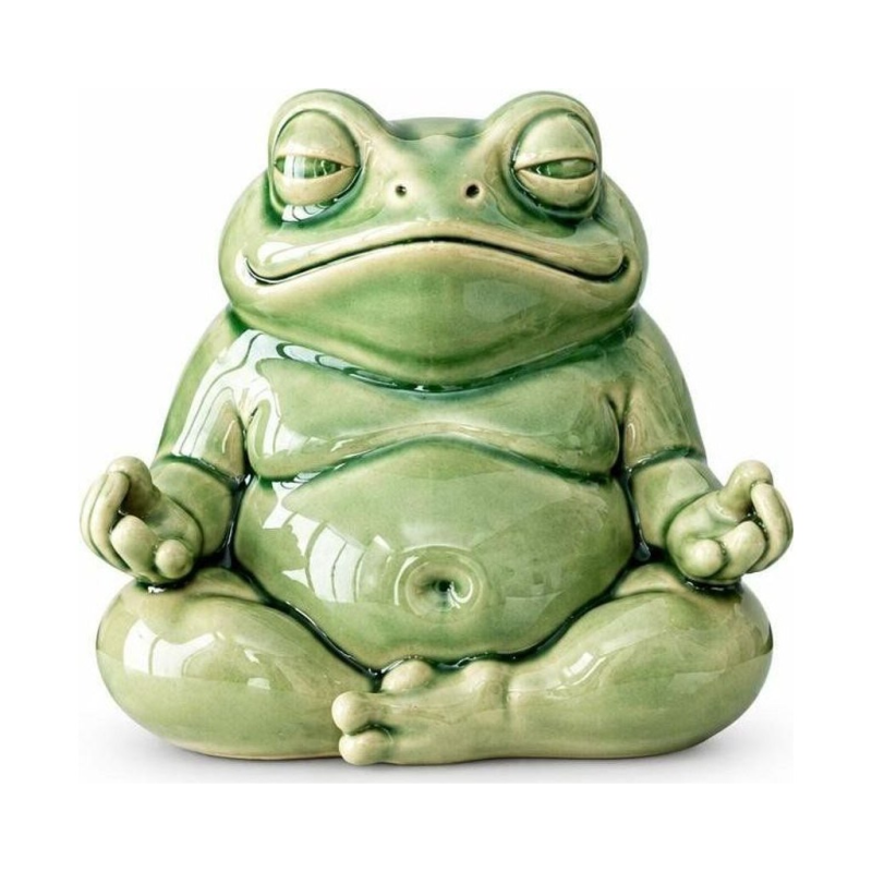 Tea Pet Meditierender Frosch aus glasierter Keramik
