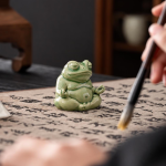 Tea Pet Meditierender Frosch aus glasierter Keramik