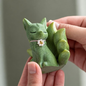 Tea Pet Neunschwänziger Fuchs aus grünem Sandstein